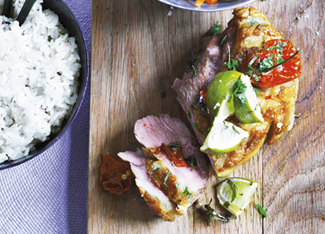 Chili-mynte-krydret lammeculotte med kokosris