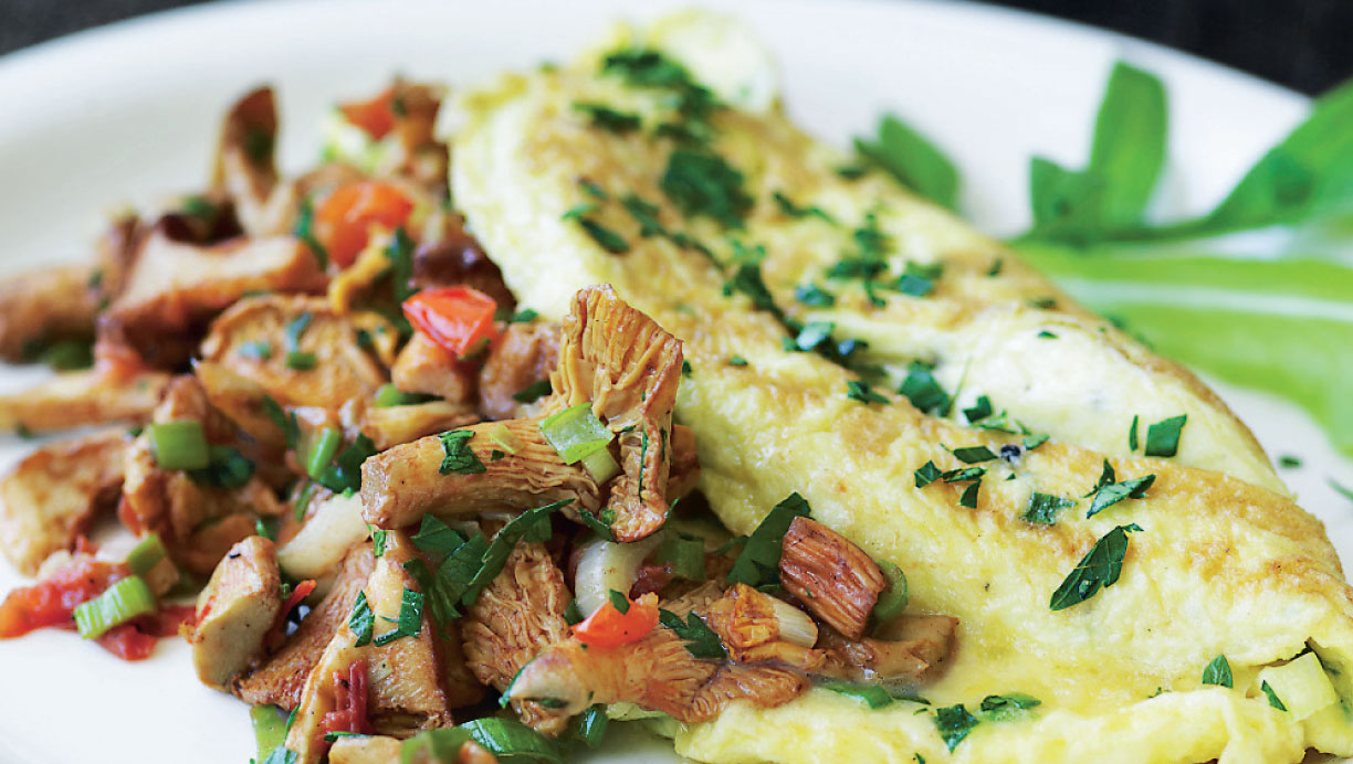 Omelet med stegte kantareller