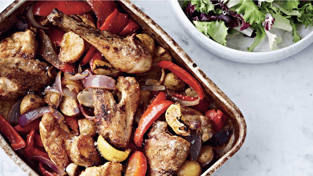 All-in-one-kylling med peberfrugt