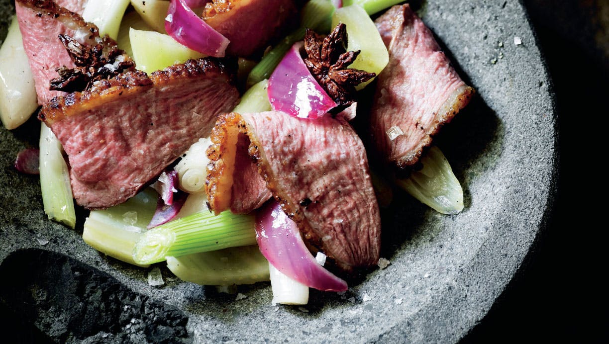 Stenalderkost: Andebryst med stjerneanis og grønt